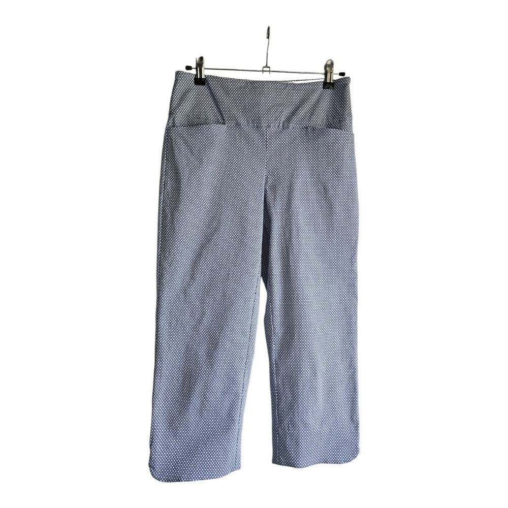 SC & Co. Womens Size 4 Capris Stretch Geometric Front Pockets Blue White